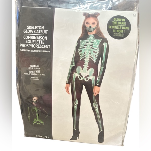 Amscan Other - Skeleton Glow-in-the-Dark Full Body Catsuit Costume Adult Size L/XL NWT